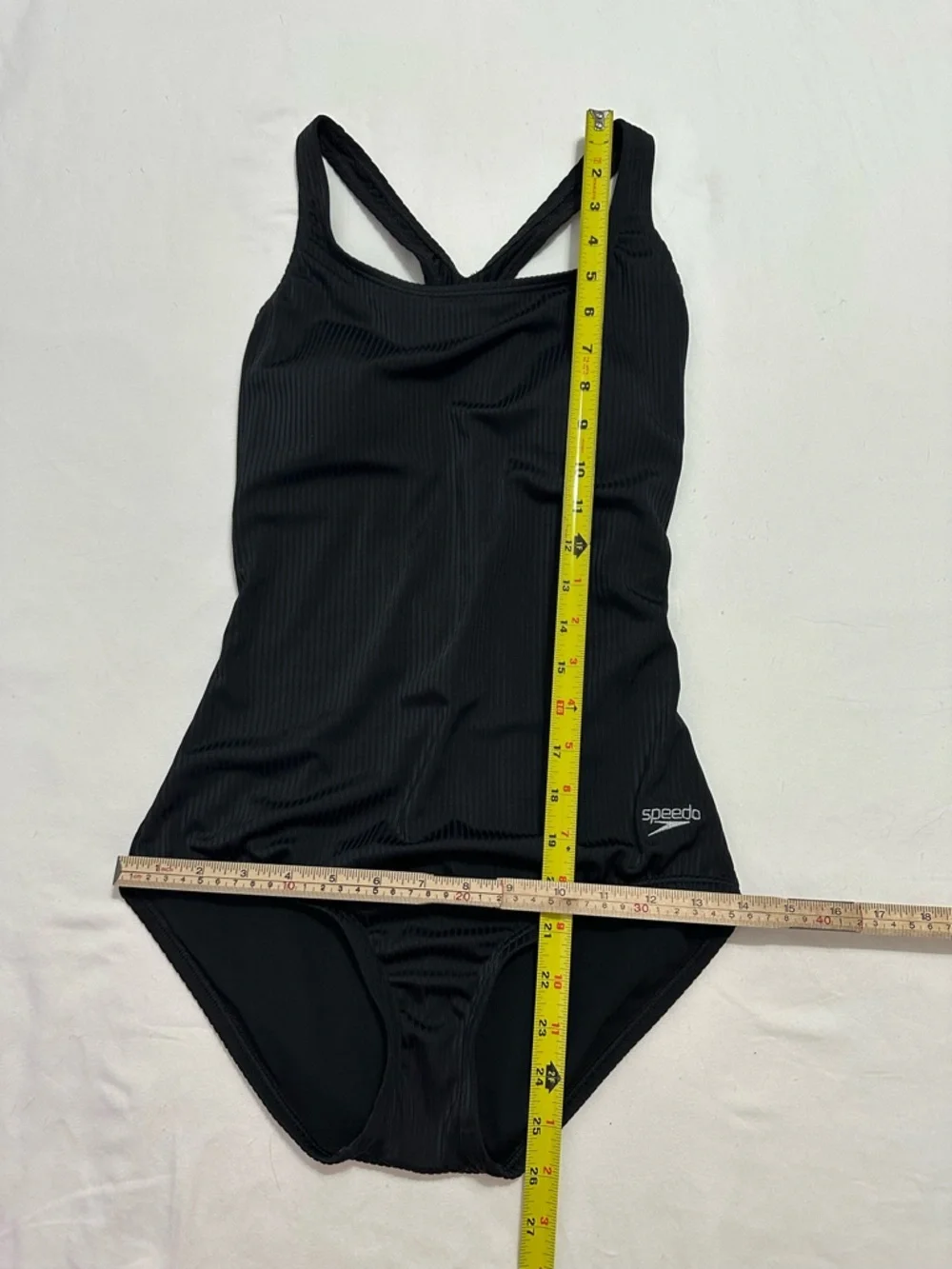 BLACK RIBBED ONE PIECE SWIMSUIT RACERBACK WOMENS SMALL ATHLETIC MODERATE CUT